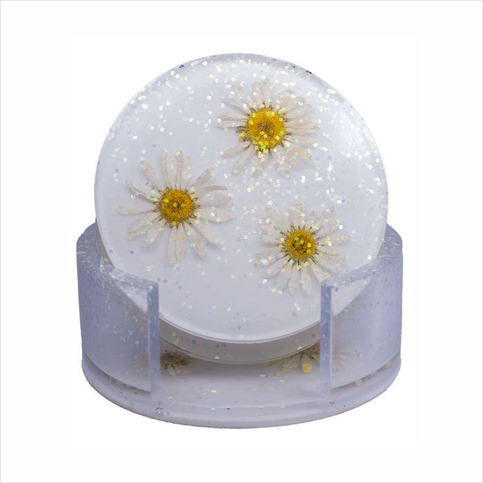 SOUS VERRE ROND MARGUERITE IPOXY ROSY DESBIENS, ZZLRD0016