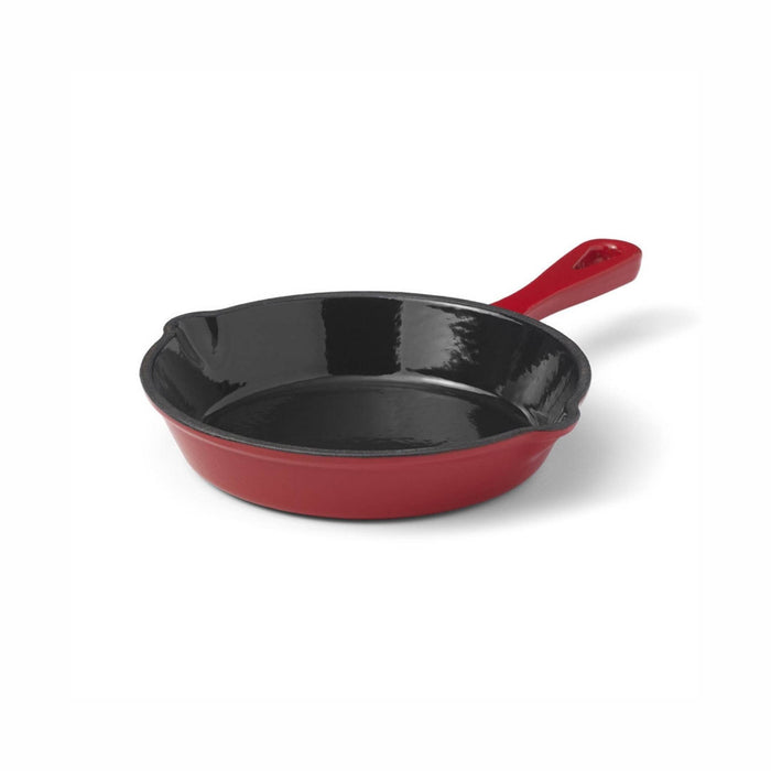 Poêle en fonte émaillée rouge de 6,5"